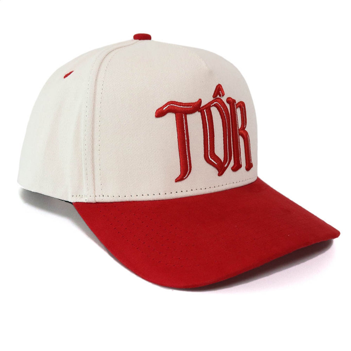 Saint SnapBack Hat- Cream/Red