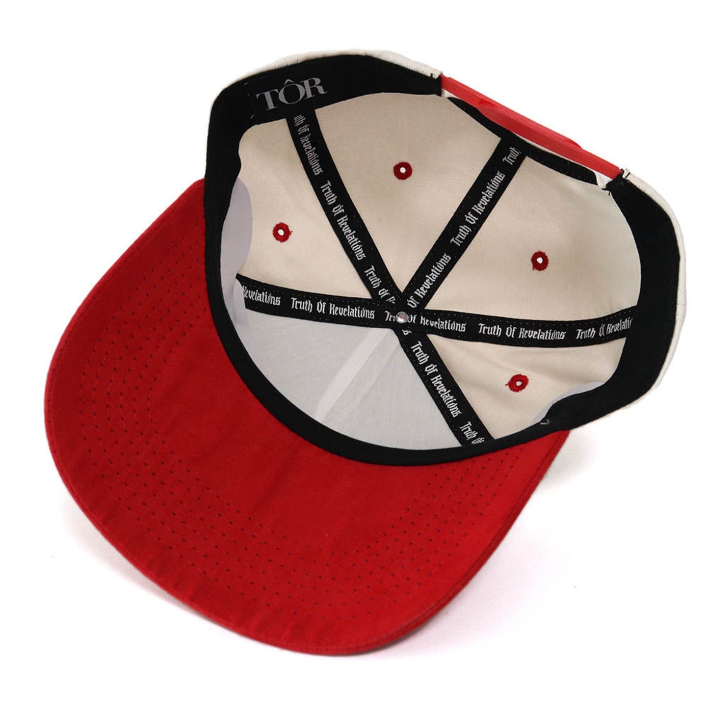 Saint SnapBack Hat- Cream/Red