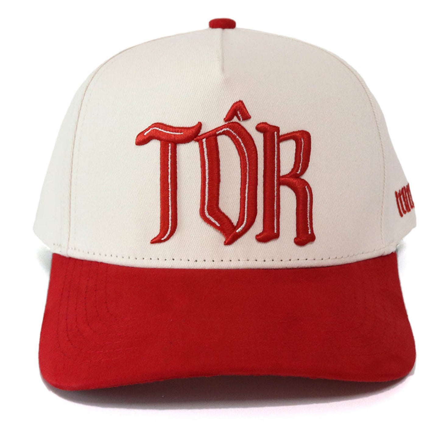 Saint SnapBack Hat- Cream/Red